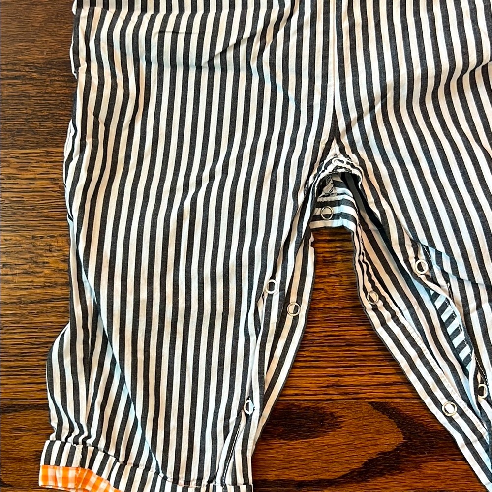 Black and White Overalls Classic Bib Scarecrow and Pumpkin Front - Picture 4 of 5